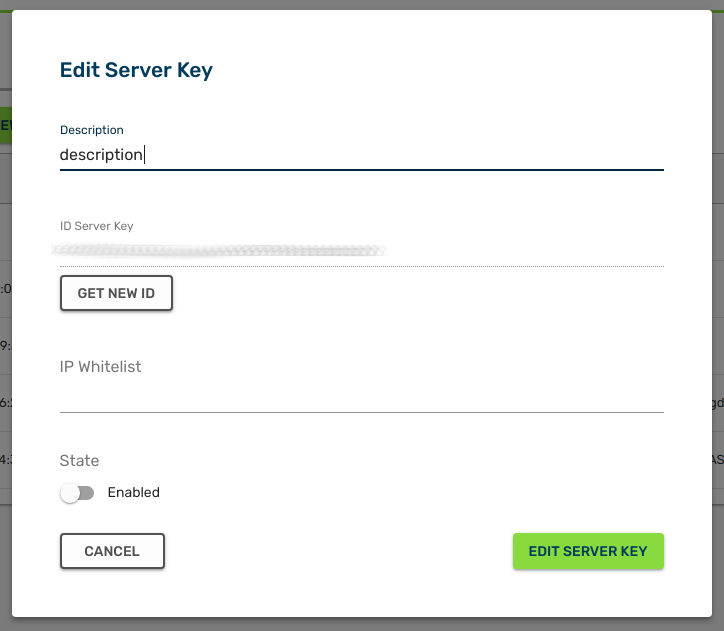 Edit Server Key