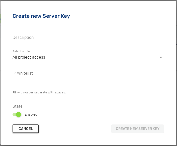New Server Key